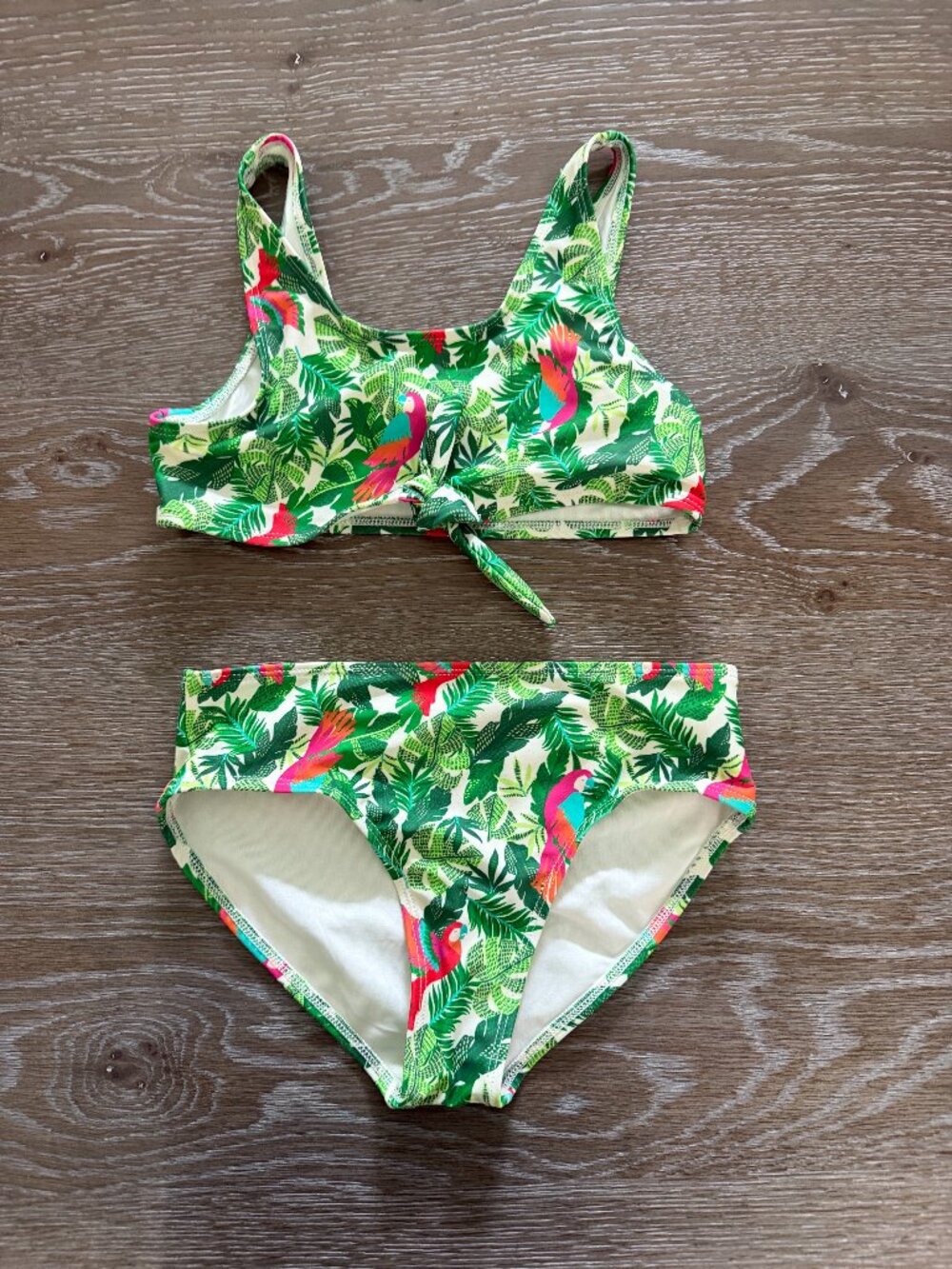 Girls Old Navy 2 piece bikini bathing suit swimsuit palm tree match print size M